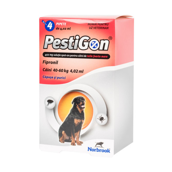 Pestigon Dog XL – Soluție Spot-On Antiparazitară pentru Câini 40–60 kg, 4 Pipete (Fipronil, Norbrook)