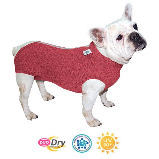 Îmbrăcăminte „Duo Dry” – Exclusiv pentru Bulldog Francez Roz Mărimea G (13–16 kg) (UV 50 plus, Antimicrobiană, Dry)