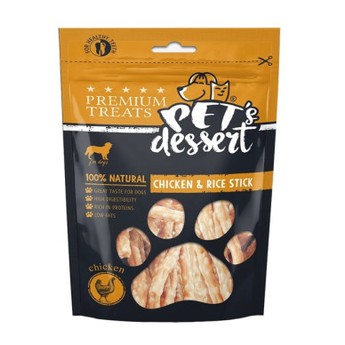 Pets Dessert Dog Chicken and Rice Stick – recompense pentru câini, bastonașe cu pui și orez, 80 g