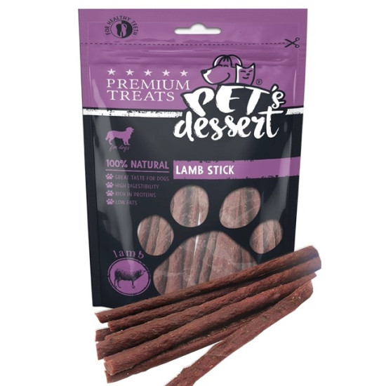 Pets Dessert Dog Lamb Stick – recompense pentru câini, bastonașe cu miel, 80 g