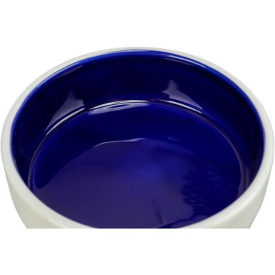 Castron Ceramic pentru Pisici, 0.3 l / 12 cm, Crem / Albastru