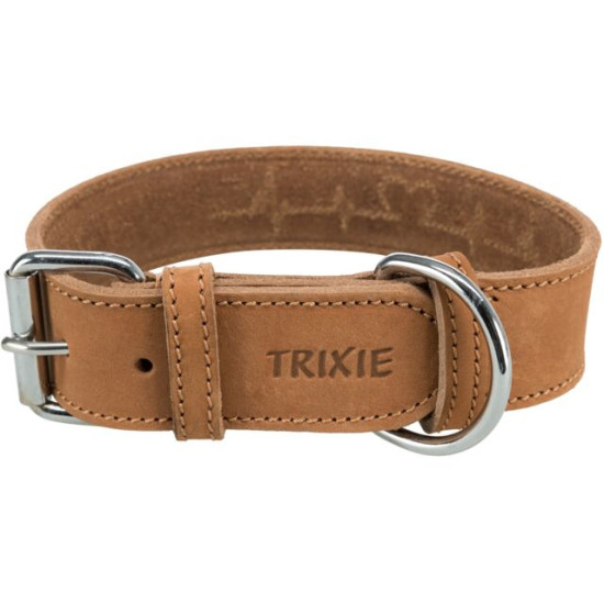 Zgardă din Piele Rustic Heartbeat pentru Câini Trixie, L–XL: 55–65 cm / 40 mm, Maro, 19017