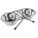 Set 2 Castroane din Inox cu Suport Metalic Trixie, 2x0.2 l / 11 cm / 24x6x14 cm, 24830