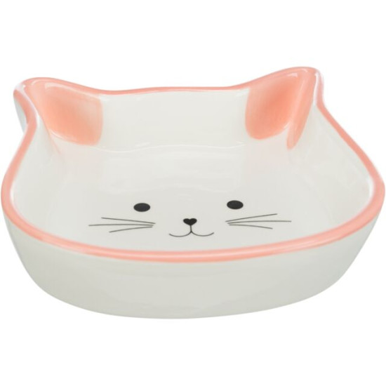 Castron Ceramic pentru Pisici, Formă Cap de Pisică, 0.25 l / 12 cm, Diverse Culori