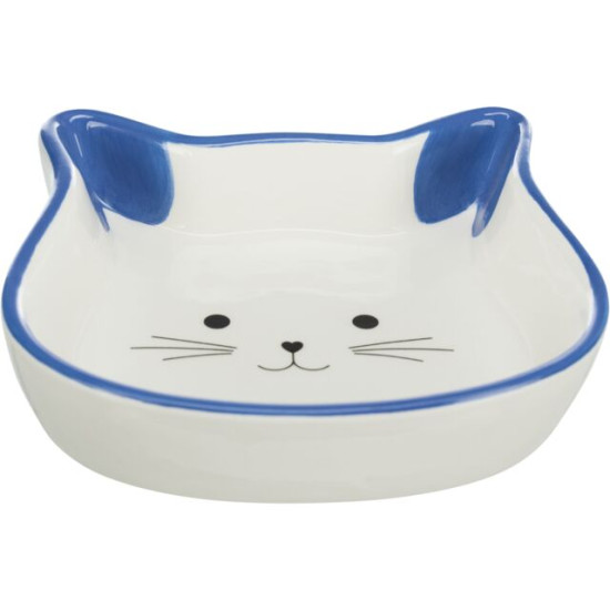 Castron Ceramic pentru Pisici, Formă Cap de Pisică, 0.25 l / 12 cm, Diverse Culori