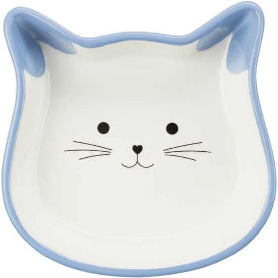 Castron Ceramic pentru Pisici, Formă Cap de Pisică, 0.25 l / 12 cm, Diverse Culori