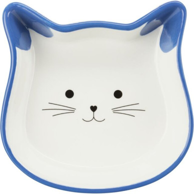 Castron Ceramic pentru Pisici, Formă Cap de Pisică, 0.25 l / 12 cm, Diverse Culori