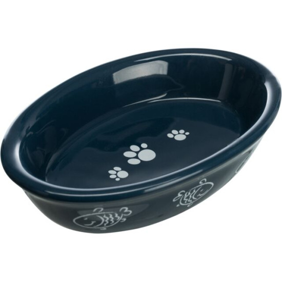 Castron Ceramic Oval pentru Pisici, 0.2 l / 15x10 cm, Diferite Culori