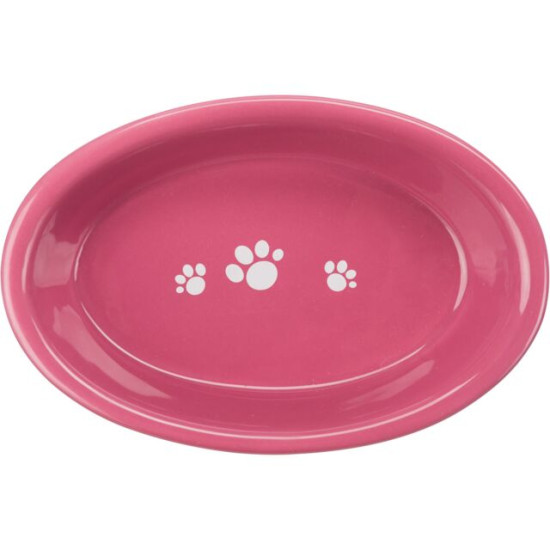 Castron Ceramic Oval pentru Pisici, 0.2 l / 15x10 cm, Diferite Culori