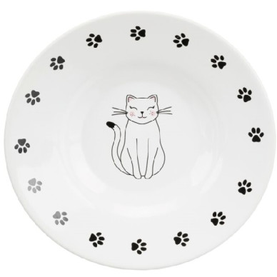 Castron Ceramic pentru Pisici, 0.2 l / 15 cm, Alb