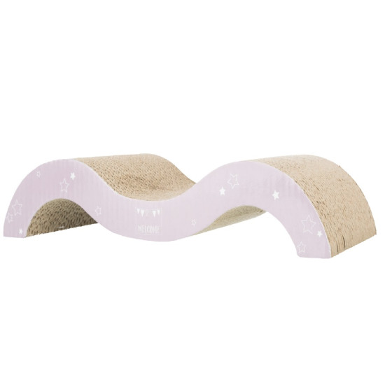 Carton de Zgâriat Junior Wave pentru Pisici, 38 x 7 x 18 cm, Lila Deschis / Verde Mentă