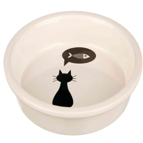 Castron Ceramic pentru Pisici, 0.25 l / 13 cm, Alb