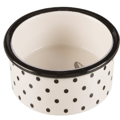 Castron Ceramic pentru Pisici, 0.3 l / 12 cm, Alb / Negru