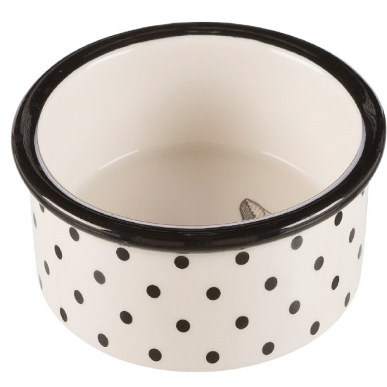 Castron Ceramic pentru Pisici, 0.3 l / 12 cm, Alb / Negru