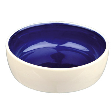 Castron Ceramic pentru Pisici, 0.3 l / 12 cm, Crem / Albastru