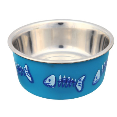 Castron Inox cu Înveliș Plastic pentru Pisici, 0.3 l / 12 cm, Diverse Culori