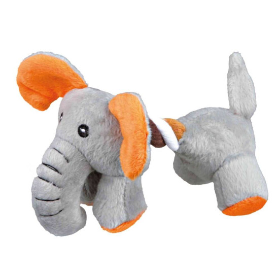 Jucărie pentru Câini, Elefant cu Sfoară, Pluș, cu Sunet, 17 cm