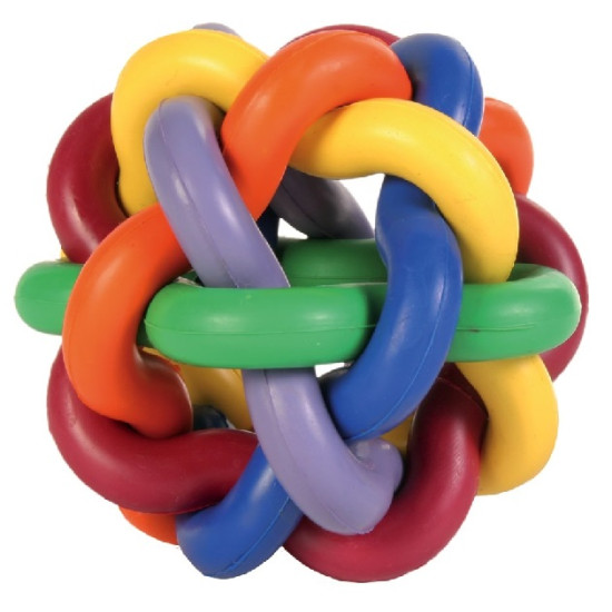 Jucărie pentru Câini, Minge Înnodată din Cauciuc, 10 cm, Multicoloră