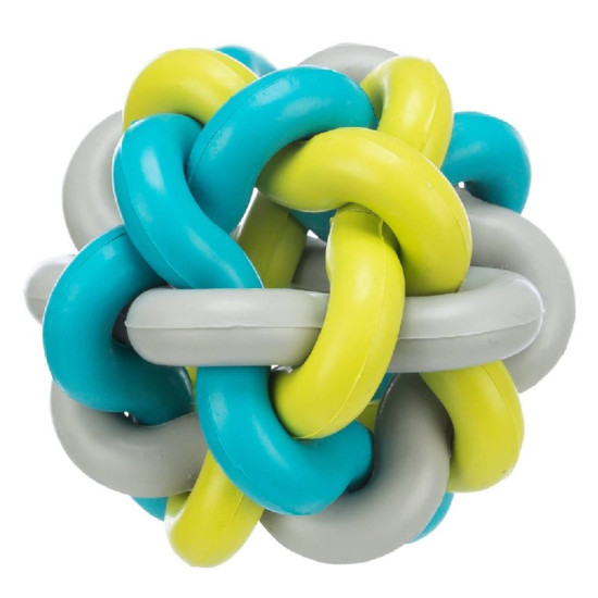 Jucărie pentru Câini, Minge Înnodată din Cauciuc, 10 cm, Multicoloră