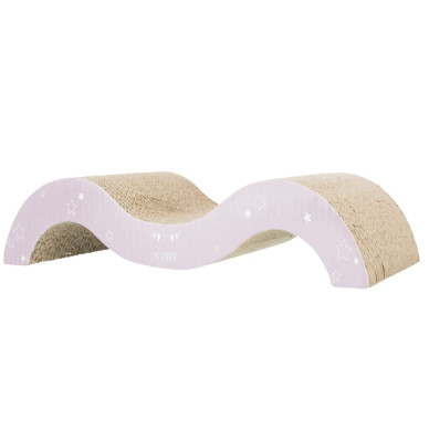 Carton de Zgâriat Junior Wave pentru Pisici, 38 x 7 x 18 cm, Lila Deschis / Verde Mentă