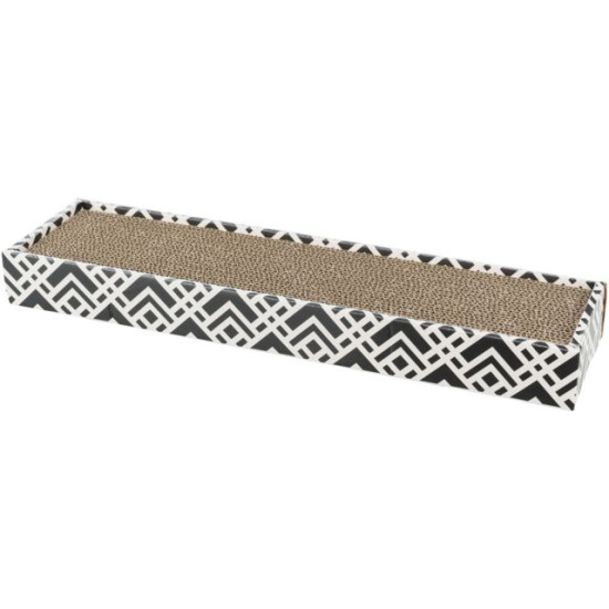 Carton de Zgâriat Scratchy pentru Pisici, 48 x 5 x 13 cm, Negru / Alb