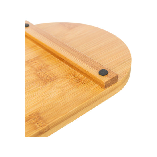 Trixie – set 2 castroane ceramice cu suport din bambus pentru câini și pisici, 2 × 0,3 L / Ø 12 cm, 30 × 6 × 15 cm, alb/maro deschis