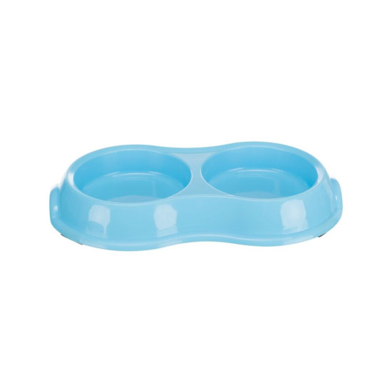 Trixie – castron plastic dublu pentru pisici, antiderapant, 0,2 L / 11 cm, diverse culori