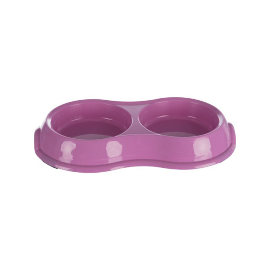 Trixie – castron plastic dublu pentru pisici, antiderapant, 0,2 L / 11 cm, diverse culori