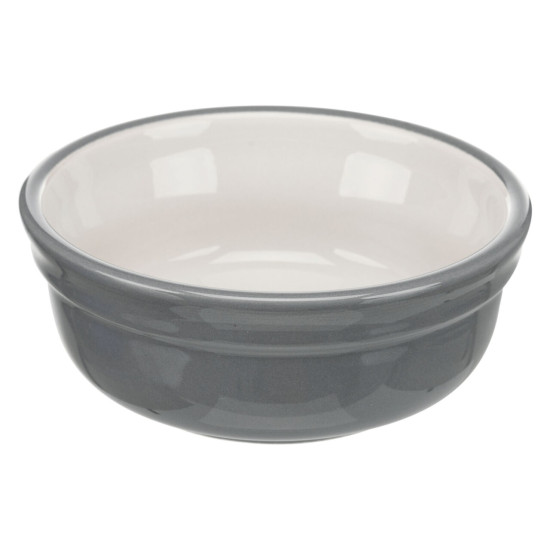 Trixie – set 2 castroane ceramice cu suport metalic pentru câini și pisici, 2 × 0,25 L / Ø 13 cm, 27 × 8 × 13 cm, petrol/gri