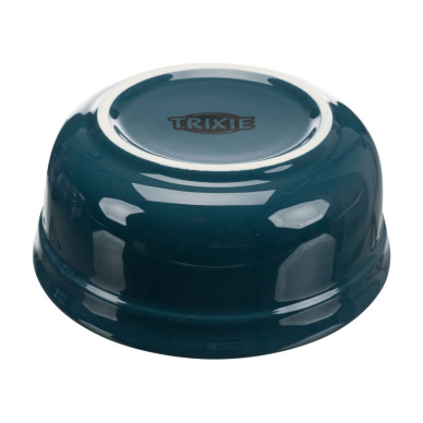 Trixie – set 2 castroane ceramice cu suport metalic pentru câini și pisici, 2 × 0,25 L / Ø 13 cm, 27 × 8 × 13 cm, petrol/gri