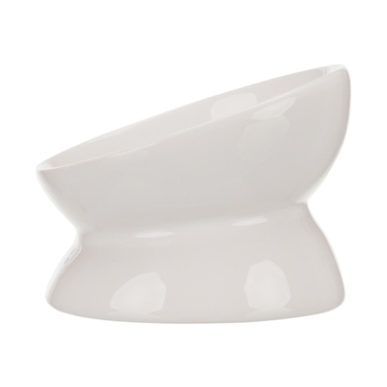 Trixie – castron ceramic ridicat pentru pisici, formă ergonomică, 0,15 L / 13 cm, alb