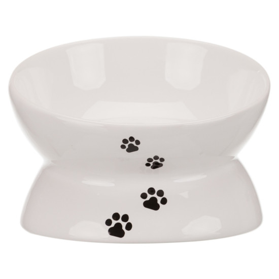Trixie – castron ceramic ridicat pentru pisici, formă ergonomică, 0,15 L / 13 cm, alb
