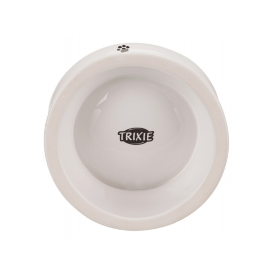 Trixie – castron ceramic ridicat pentru pisici, formă ergonomică, 0,15 L / 13 cm, alb