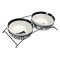 Trixie Set 2 Castroane Ceramice Cu Suport Metalic, 2x1,6 l/ø 20 cm/41x10x20 cm, Alb/Negru,