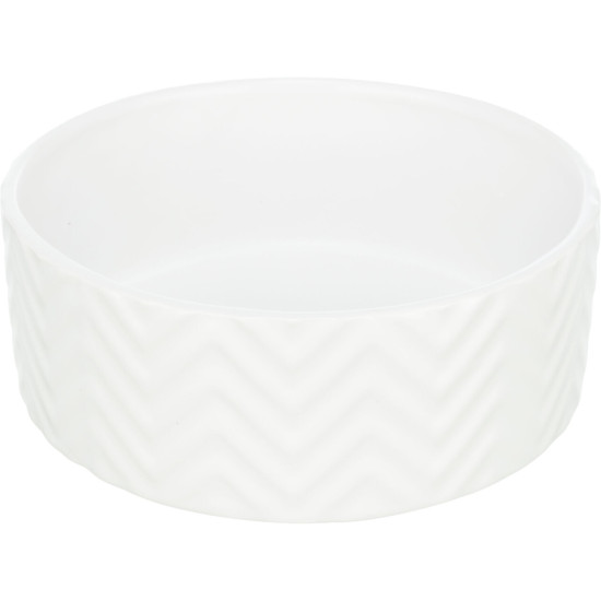 Trixie – castron ceramic pentru câini și pisici, 0,4 L / 13 cm, alb