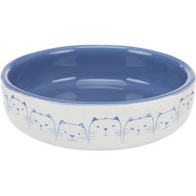 Trixie – castron ceramic pentru pisici, 0,3 L / 15 cm, albastru/alb