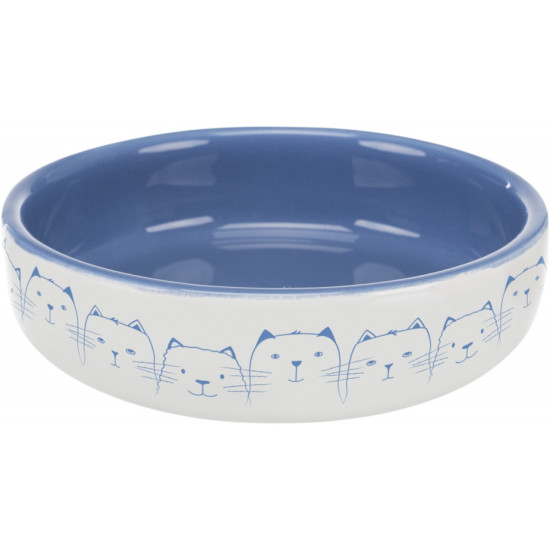 Trixie – castron ceramic pentru pisici, 0,3 L / 15 cm, albastru/alb