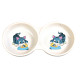 Castron Ceramic Dublu pentru Pisici, 2 x 0.15 l / 11 cm / 23 x 3 x 11 cm, Alb
