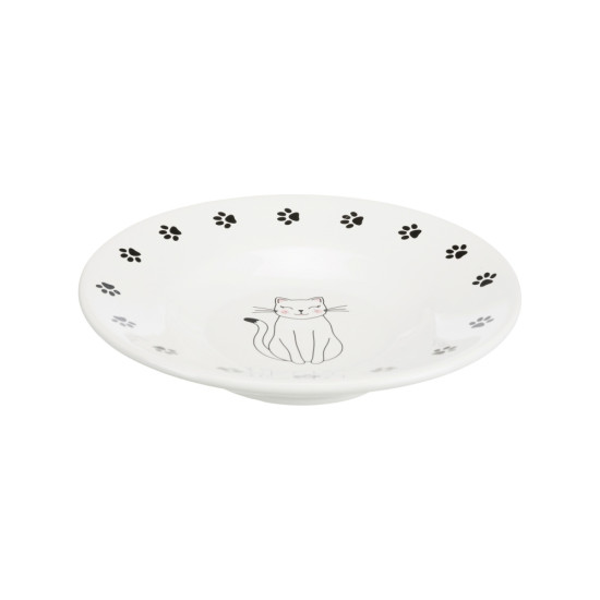 Castron Ceramic pentru Pisici, 0.2 l / 15 cm, Alb
