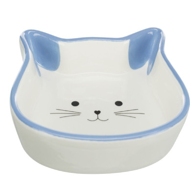 Castron Ceramic pentru Pisici, Formă Cap de Pisică, 0.25 l / 12 cm, Diverse Culori