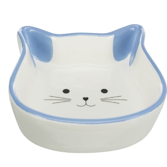 Castron Ceramic pentru Pisici, Formă Cap de Pisică, 0.25 l / 12 cm, Diverse Culori