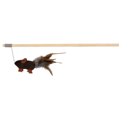 Jucărie pentru Pisici, Undiță din Lemn cu Șoarece, 50 cm