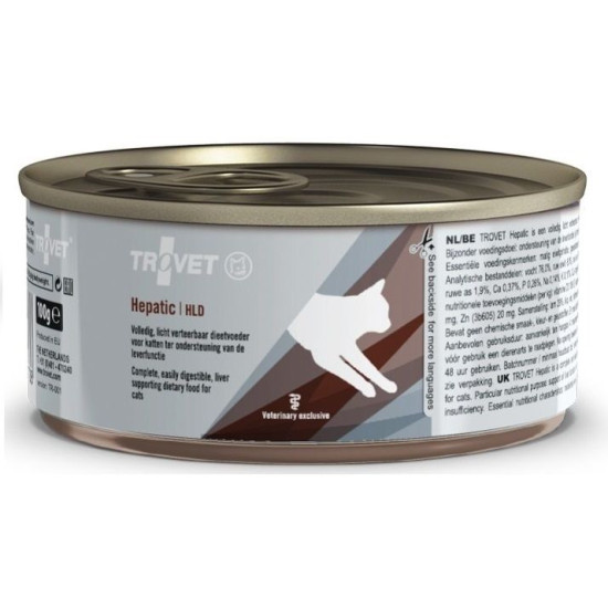Trovet Hepatic – hrană umedă dietetică pentru pisici cu insuficiență hepatică, conservă 100 g
