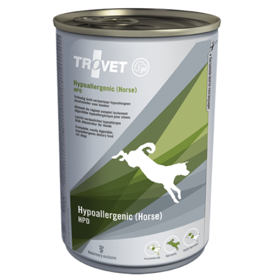 Trovet Hypoallergenic – hrană umedă dietetică pentru câini cu alergii/intoleranțe alimentare, cu cal, conservă 400 g
