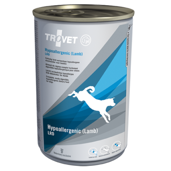 Trovet Hypoallergenic – hrană umedă dietetică pentru câini cu alergii/intoleranțe alimentare, cu miel, conservă 400 g
