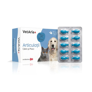 VetAria  Articulații – Supliment pentru Sănătatea Articulară la Câini și Pisici, 30 Capsule