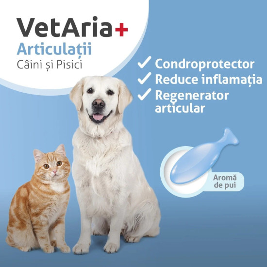 VetAria  Articulații – Supliment pentru Sănătatea Articulară la Câini și Pisici, 30 Capsule