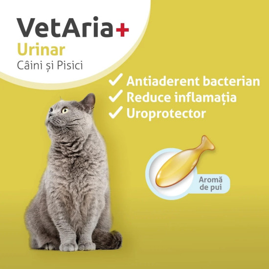 VetAria Urinar – Supliment pentru Sănătatea Tractului Urinar la Câini și Pisici, 30 Capsule
