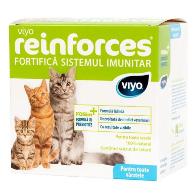 Viyo Reinforces Cat All Ages – Supliment Lichid Prebiotic pentru Pisici de Toate Vârstele, 7 x 30 ml